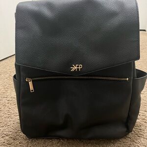 Freshly Picked Black Backpack with Cream Logo Tag
